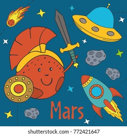 Cartoon funny Mars  - vector illustration, eps
