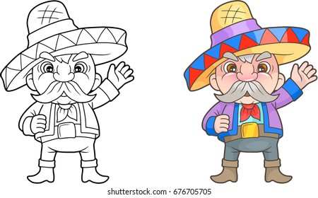 Cartoon funny Mexican book coloring book