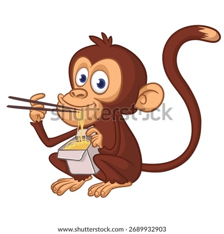 Cartoon funny monkey chimpanzee with cute face expresion. Vector illustration isolated on white