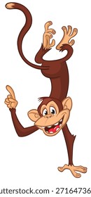 Cartoon lustige Affe Schimpanse Zeigefinger. Vektorgrafik einzeln auf Weiß