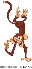 Cartoon funny monkey chimpanzee thinking expression. Vector illustration isolated on white