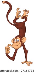 Cartoon lustige Affe Schimpansen Denken Ausdruck. Vektorgrafik einzeln auf Weiß