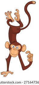 Cartoon lustige Affe Schimpansen Denken Ausdruck. Vektorgrafik einzeln auf Weiß