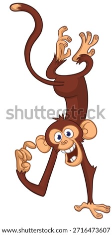 Cartoon funny monkey chimpanzee thinking expression. Vector illustration isolated on white