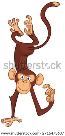 Cartoon funny monkey chimpanzee thinking expression. Vector illustration isolated on white