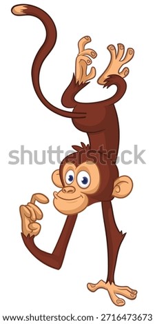 Cartoon funny monkey chimpanzee thinking expression. Vector illustration isolated on white