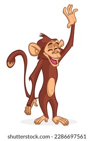 Cartoon funny monkey chimpanzee. Vector illustration of happy monkey character design isolated.