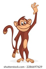 Cartoon funny monkey chimpanzee. Vector illustration of happy monkey character design isolated.