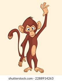 Cartoon funny monkey chimpanzee. Vector illustration of happy monkey character design isolated.
