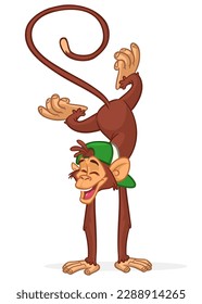 Cartoon funny monkey chimpanzee. Vector illustration of happy monkey character design isolated.