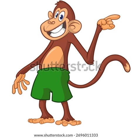 Cartoon funny monkey chimpanzee wearing shorts. Vector illustration isolated on white