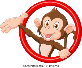 Cartoon funny monkey presenting