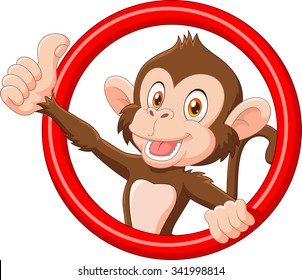 Cartoon funny monkey thumb up