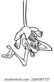 Cartoon funny monkey. Vector illustration of happy monkey chimpanzee outlines for coloring pages book.