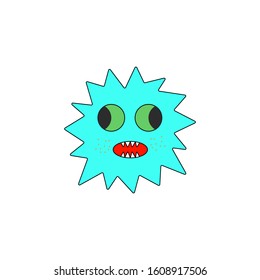 cartoon funny monster doodle vector illustration isolated on white