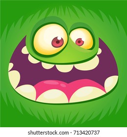 Cartoon funny monster face. Carnival monster mask for Halloween