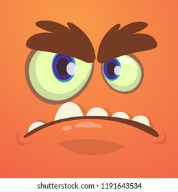 Cartoon funny monster face Halloween illustration