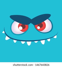 Cartoon funny monster face. Vector Halloween monster avatar. Monster expression