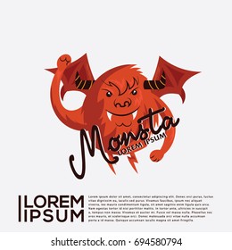 Cartoon Funny Monster Logo Icon Vector