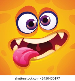 Cartoon funny monster showing tongue character face expression. Vector illustration