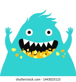 Cartoon Funny Monster. Vector Illustration For Backgrounds, Logos, Stickers, Labels, Tags And Other Design.