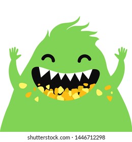 Cartoon Funny Monster. Vector Illustration For Backgrounds, Logos, Stickers, Labels, Tags And Other Design. svg