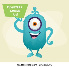 Cartoon funny monster. Vector illustration