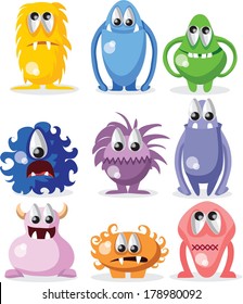 Cartoon funny monsters