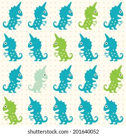 Cartoon funny monsters seamless pattern