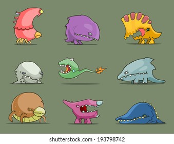 Cartoon lustige Monster-Set