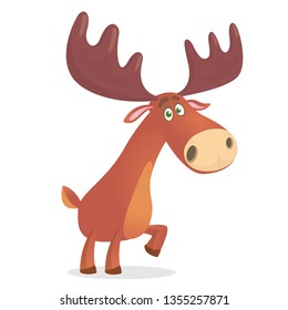 Cartoon funny moose. Vector illustration isolated