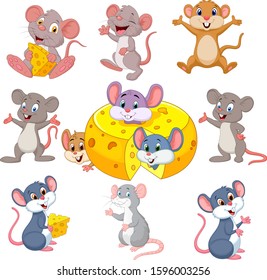 Cartoon funny mouse collection set