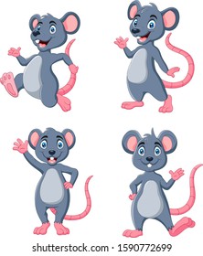 Cartoon funny Mouse waving collection set
