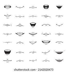 Cartoon Funny Mouth Collection Illustration Vector Stock Vector ...