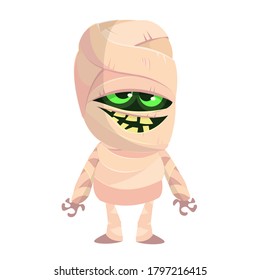 Cartoon funny mummy. Vector illustration of mummy monster for Halloween isolated