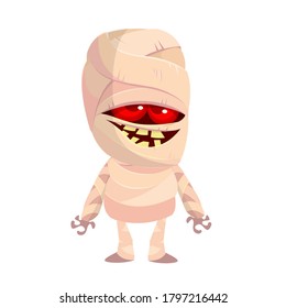 Cartoon funny mummy. Vector illustration of mummy monster for Halloween isolated