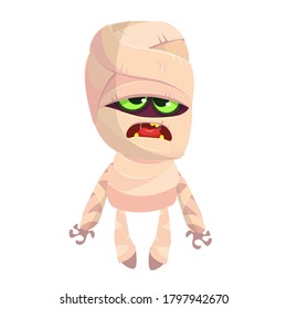 Cartoon funny mummy. Vector illustration of mummy monster for Halloween isolated