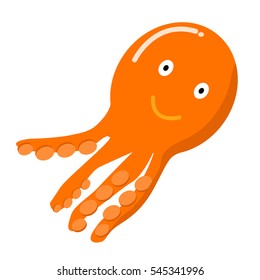 Cartoon funny octopus  vector illustration