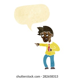 cartoon funny office man pointing with speech bubble