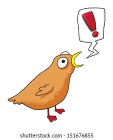 Cartoon funny orange bird, vector illustration