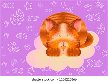 Cartoon funny orange cat vector. Cute little cat walking. red tabby kitten. cartoon vector illustration
