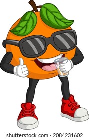 Cartoon funny orange character giving thumb up