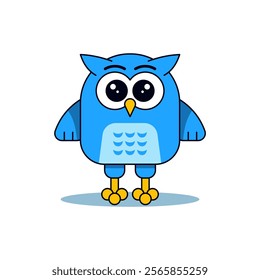 Cartoon funny Owl Character. Animation animal. Flat vector isolated on white background.