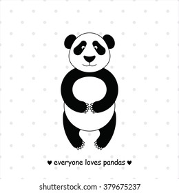 Cartoon  funny panda bear. Funny panda bear in flat outline style for posters, invitations, post cards. Panda bear made in vector, easy recolor.