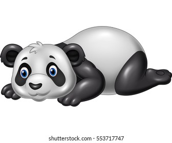 Cartoon funny panda lying down