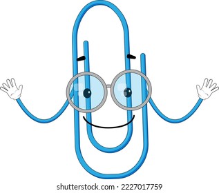 cartoon funny paper clip vector illustration