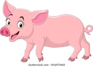 Vector Illustration Cute Pig Cartoon Isolated Stock Vector (Royalty ...