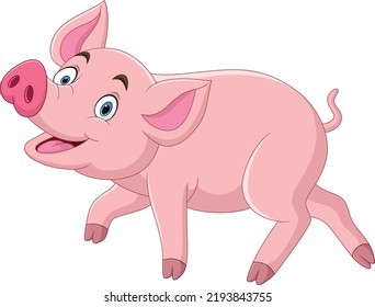 Cartoon Funny Pig On White Background Stock Vector (Royalty Free ...