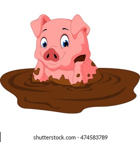 Cartoon funny pig sitting