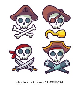 Cartoon funny pirate skull icon